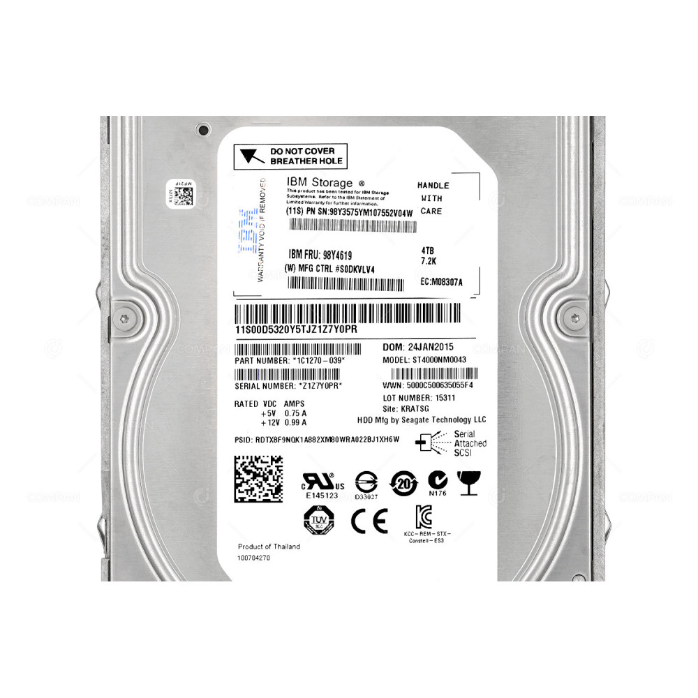 98Y3575 IBM HDD 4TB 7.2K SED SAS 6G 3.5" LFF HOT-SWAP